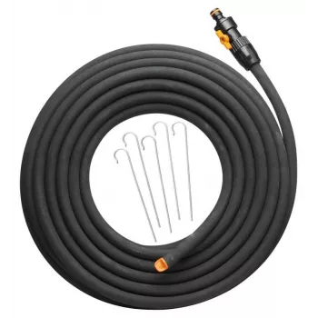 Wąż ogrodowy Fiskars 1025935 — gumowy, 15 m, naziemny, odporny na UV, czarny, Ø 39 mm