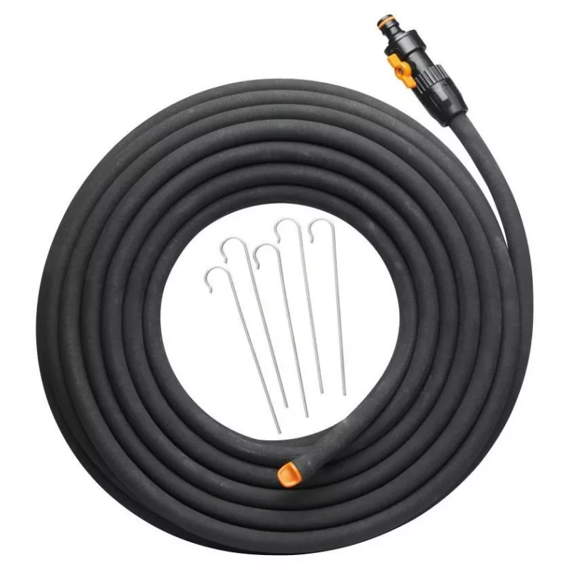Wąż ogrodowy Fiskars 1025935 — gumowy, 15 m, naziemny, odporny na UV, czarny, Ø 39 mm