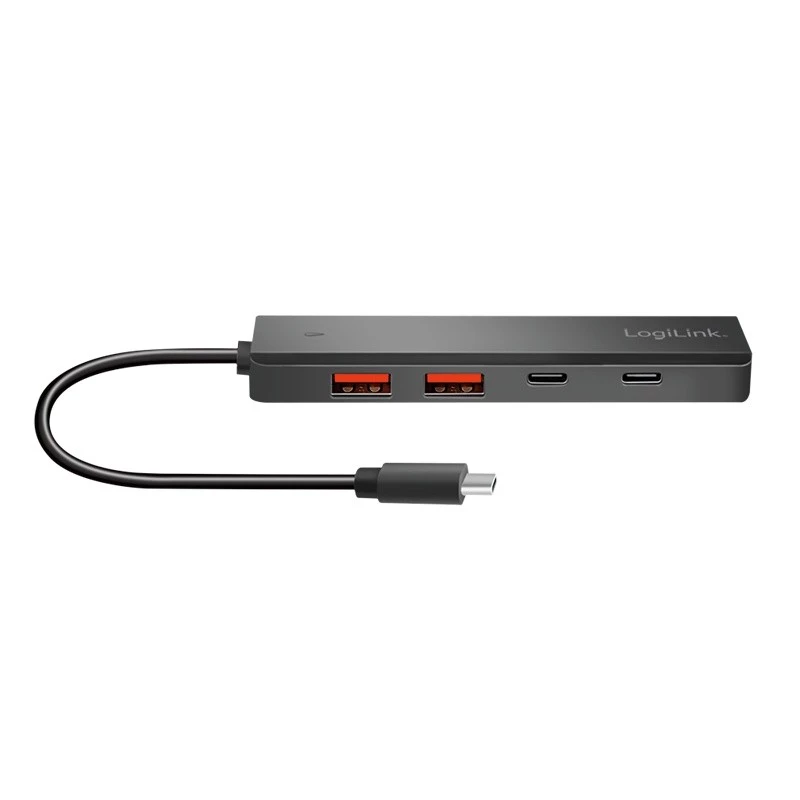 Hub USB-C, 4-porty 2x USB-A, 2x USB-C, Czarny