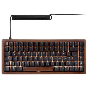 Klawiatura Sharkoon 100068081 domowa USB QWERTZ niemiecka czarna drewniana 75%