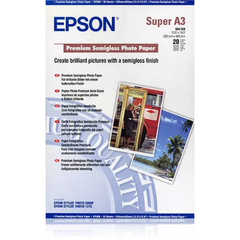 Epson Premium Semigloss Photo Paper, DIN A3+, 250g/m², 20 arkuszy