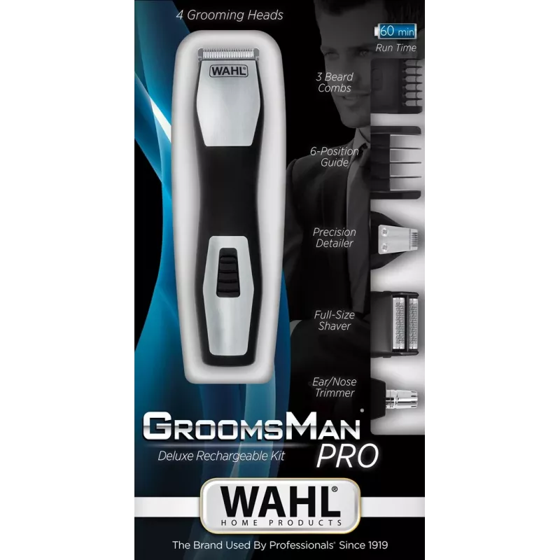 Trymer Wahl GroomsMan Pro zasilany bateriami czarny stal nierdzewna 0,7 mm 3 cm