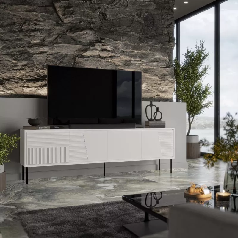 szafka RTV ABI 4D 200x38x62 biały matowy