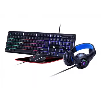 Zestaw klawiatury gamingowej z myszką GEMBIRD GGS-UMGL4-02 — pełnowymiarowa USB QWERTY US English, czarna, podświetlenie LED