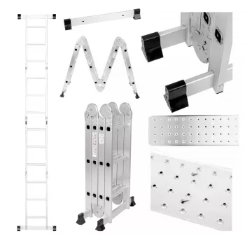 Drabina przegubowa Extralink LAD3X4MP 3X4, 3,55 m (+ PLATFORMA)