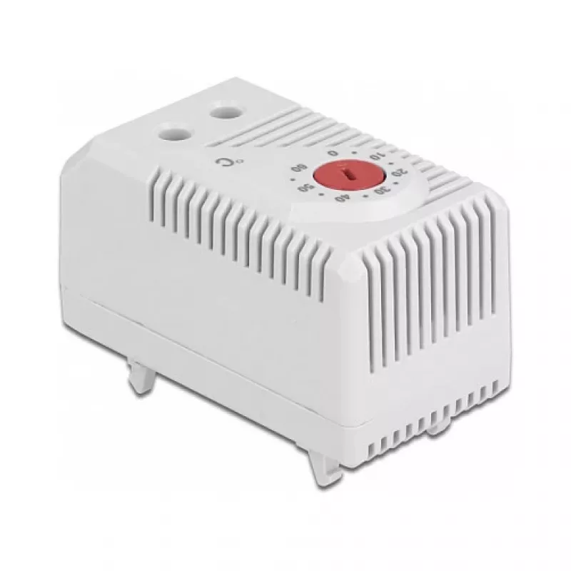 Termostat DELOCK 66824, obudowa z tworzywa sztucznego, IP20, 30 W, 250 V, 10 A, 43×60×33 mm, szary/czerwony