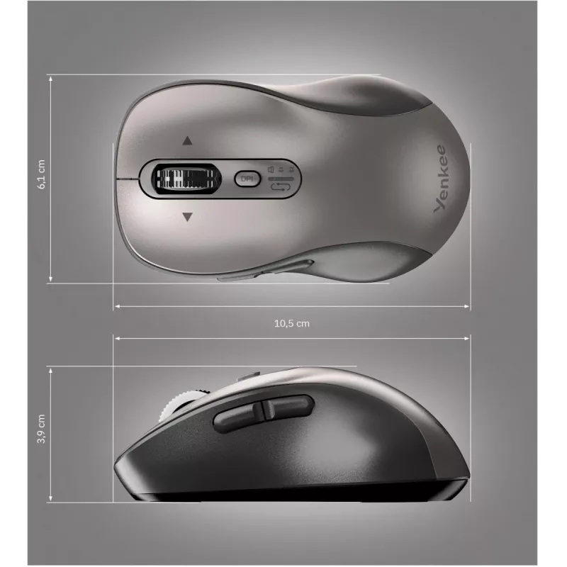 YENKEE YMS 2010SR GYRO Dual Wireless Mouse, Bluetooth + USB 2.4 GHz