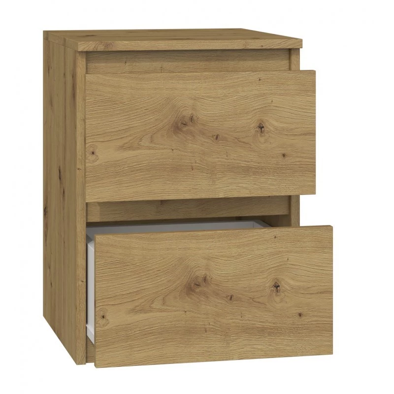 Szafka nocna top e shop M2 ARTISAN, 2 szuflady, dąb, 300×300×400 mm