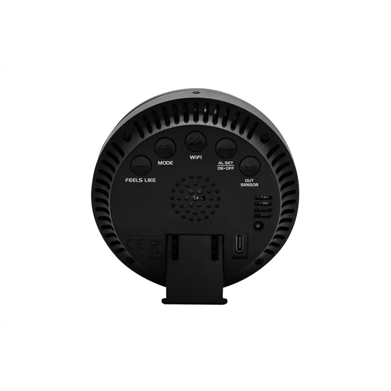 Stacja pogodowa BLAUPUNKT WS35BK APP — wyświetlacz LCD, temperatura i wilgotność, alarm, kalendarz, łączność z aplikacją, 94×94×27 mm