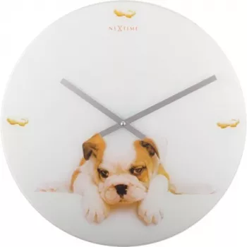 NeXtime klok 8136 Puppy, Ø43 cm, ścienny, biały/beżowy