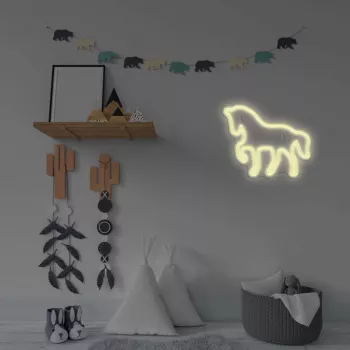 Neon LED MANTA SNL103WH — motyw konia, biały
