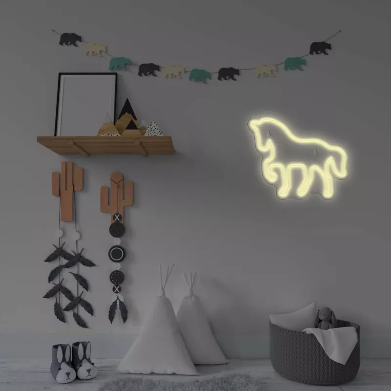 Neon LED MANTA SNL103WH — motyw konia, biały