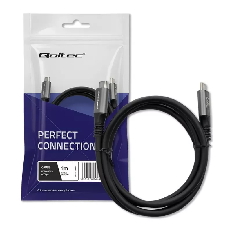 Kabel USB-C QOLTEC USB4 240W do Thunderbolt 3/4, 40 Gb/s, przesył mocy 240 W
