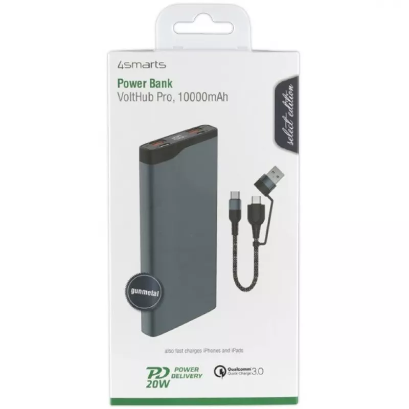 4Smarts Power Bank VoltHub Pro 10000mAh 22.5W z Quick Charge, PD gunmetal *Select Edition*