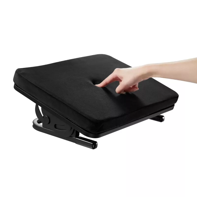 Podnóżek MACLEAN MC-460 ergonomiczny amortyzowany metalowy podnóżek, antypoślizgowa podstawa, kąt nachylenia -20–20°, maks. obciążenie 20 kg, czarny
