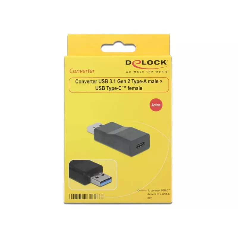 Przejściówka gender changer DeLOCK 65696 USB 3.1 Gen 2 Type-A na Type-C Czarny