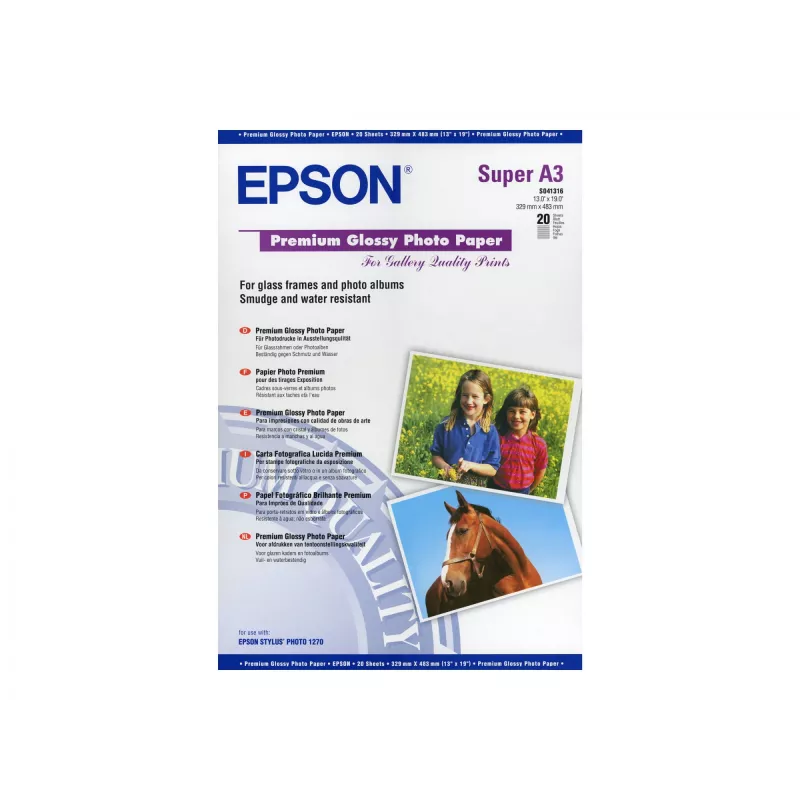 Epson Premium Glossy Photo Paper, DIN A3+, 250g/m², 20 arkuszy