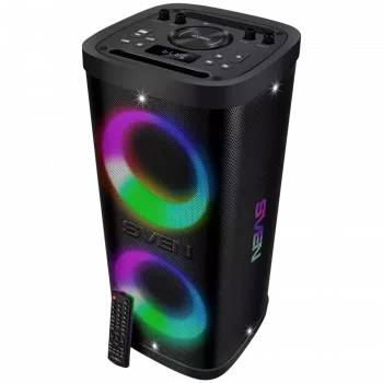 Przenośny głośnik SVEN PS-950, czarny, moc wyjściowa 2x80W (RMS), TWS, Bluetooth, IPx4, FM, USB, microSD, wyświetlacz LED, bateria litowa