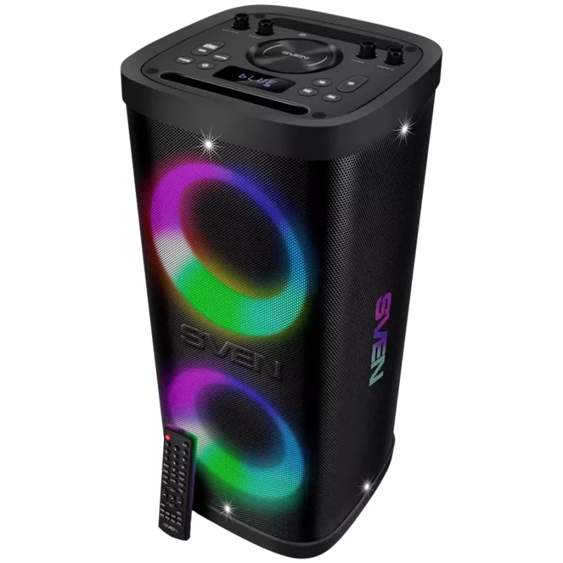 Przenośny głośnik SVEN PS-950, czarny, moc wyjściowa 2x80W (RMS), TWS, Bluetooth, IPx4, FM, USB, microSD, wyświetlacz LED, bateria litowa