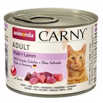 Mokra karma dla kota Animonda Carny Turkey + Lamb Adult 200 g — bez zbóż, bez glutenu, wilgotność 79%