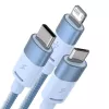 Kabel USB 3w1 Baseus StarSpeed Series, USB-C + Micro + Lightning 3,5A, 1,2m (Niebieski)