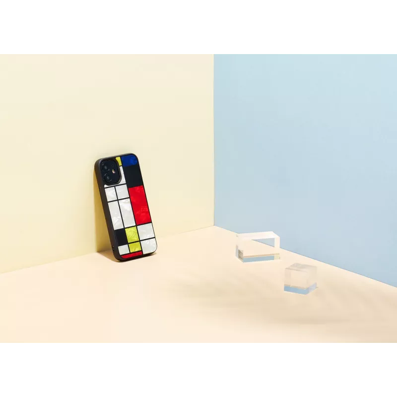 Etui ochronne iKins do Apple iPhone 12 mini — czarny wzór Mondrian