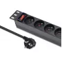 Qoltec Aluminiowa PDU do szafy RACK 10'' | 1U | 16A | 4xFRENCH | 1,8m