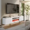 Cama szafka RTV LARA 183x35x37 biały matowy + biały mantelpiece