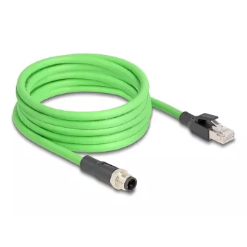 Kabel sieciowy DeLOCK M12 Kabel D-kodowany 4-pinowy męski na RJ45 męski PUR (TPU) 5m