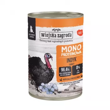 Karma mokra dla psa wiejskazagroda Puppies Monoprotein Turkey 400 g, bezglutenowa, dla szczeniąt, karma pełnoporcjowa