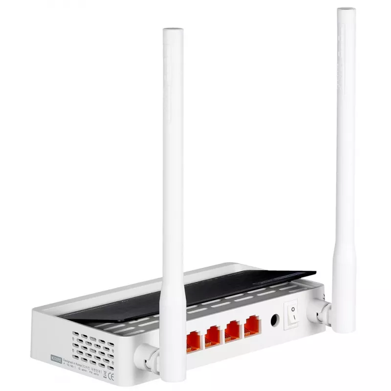 Router biurkowy TOTOLINK N300RT — jednopasmowe Wi‑Fi 4 2,4 GHz, 300 Mb/s, 5 portów Fast Ethernet RJ-45, 2 zewnętrzne anteny 5 dBi