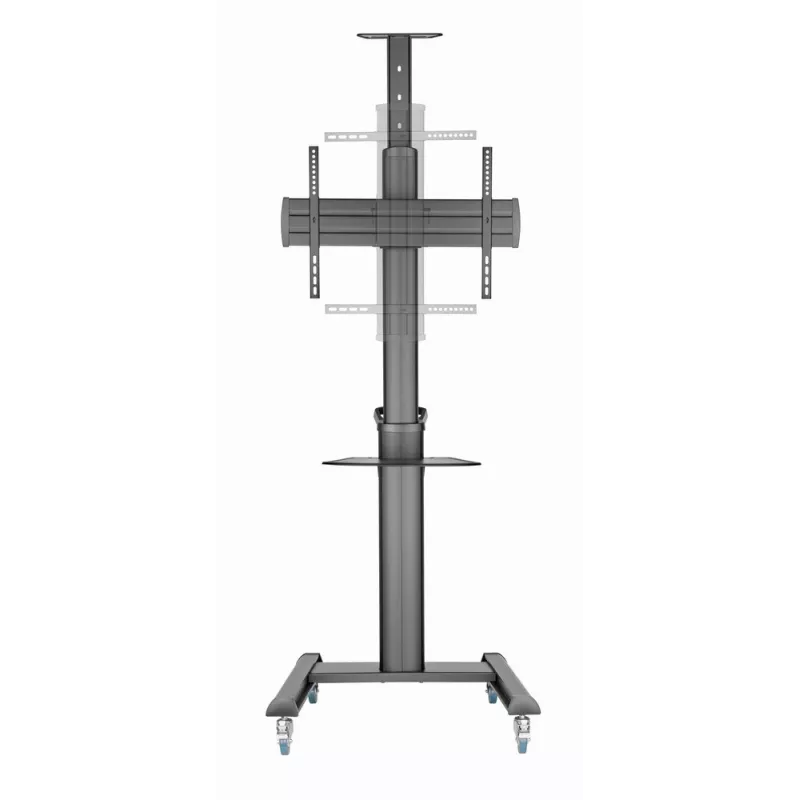 Wolnostojący stojak pod telewizor Gembird TVS-70T-02 do ekranów 37–70 cali, maks. 70 kg, VESA 200x200–600x400, regulacja pochylenia ±5°/−12°, regulowana wysokość, kółka jezdne, zarządzanie kablami