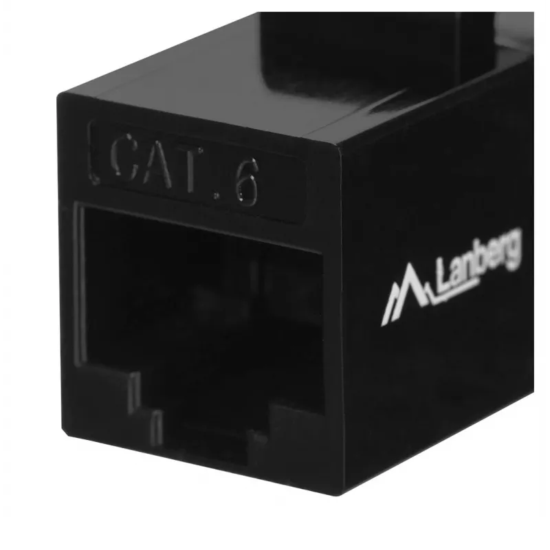 Moduł keystone LANBERG KSU6-3000 — Cat6 U/UTP RJ-45 żeński na RJ-45 żeński, płaska konstrukcja, czarny