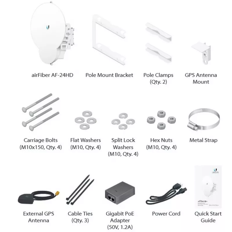 Ubiquiti AirFiber AF-24HD, łącze dosyłowe 2 Gb/s+, 24 GHz (cena za sztukę) 2 Gb/s+