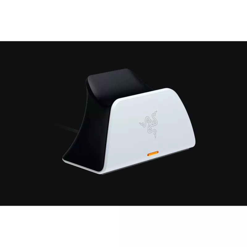 Stacja ładująca Razer RC21-01900100-R3U1 do kontrolerów PlayStation 5 — biała, ładuje jeden kontroler, zawiera kabel USB-C do USB-A