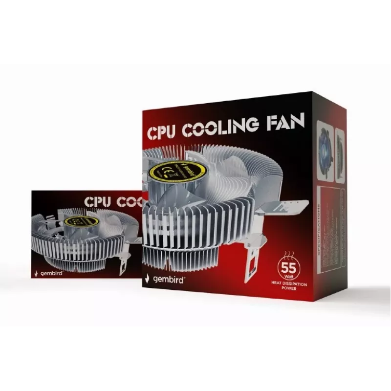 Chłodzenie powietrzne Gembird CPU-HURACAN-X40 — wentylator 90 mm, 800–1600 RPM, obsługa LGA 775, przezroczyste