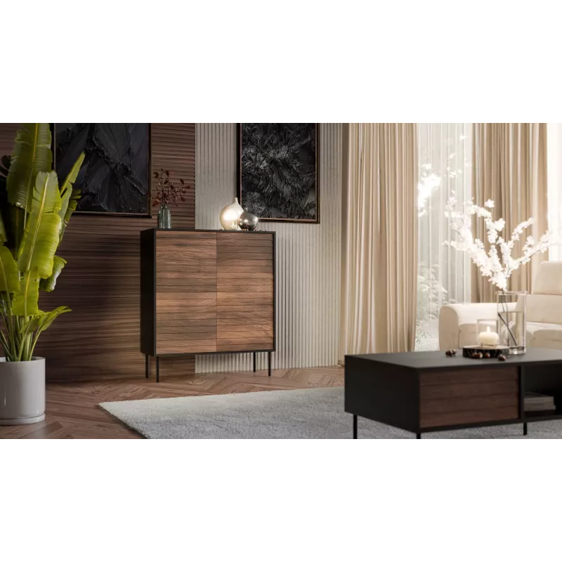 Cama 4D CORTINA komoda 102x40x118 czarny/orzech