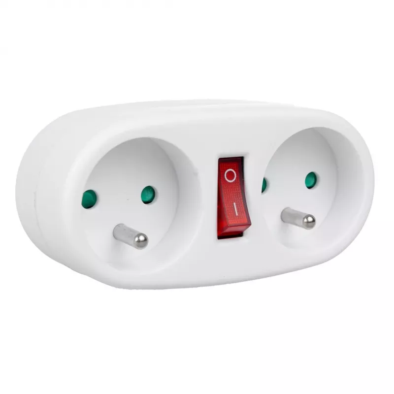 Rozgałęźnik gniazdka Maclean Current Outlet z 2 gniazdami i wyłącznikiem nadprądowym, typ E, 2x16A, MCE337 E
