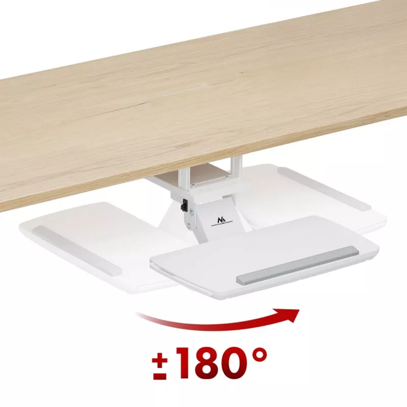 Uchwyt na klawiaturę MACLEAN MC-156 W — regulowana półka podbiurkowa, maks. obciążenie 5 kg