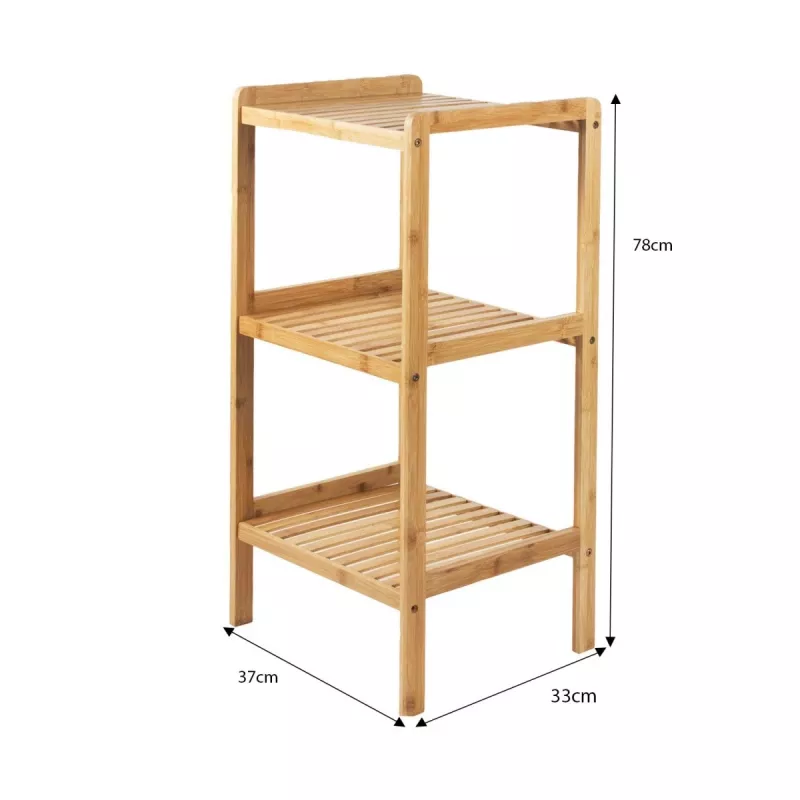 Greenniebieski Bamboo Bathroom Cabinet, 370x330x780mm, 3 Shelves, GB321