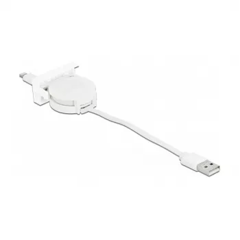 Kabel DeLOCK Easy 45 Moduł USB 2.0 Chowany kabel USB Typ-A na 8 Pin Lightning żeński biały