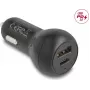Ładowarka samochodowa DELOCK 64329 — gniazdo zapalniczki 12–24 V, szybkie ładowanie USB-C do smartfonów i tabletów, czarna