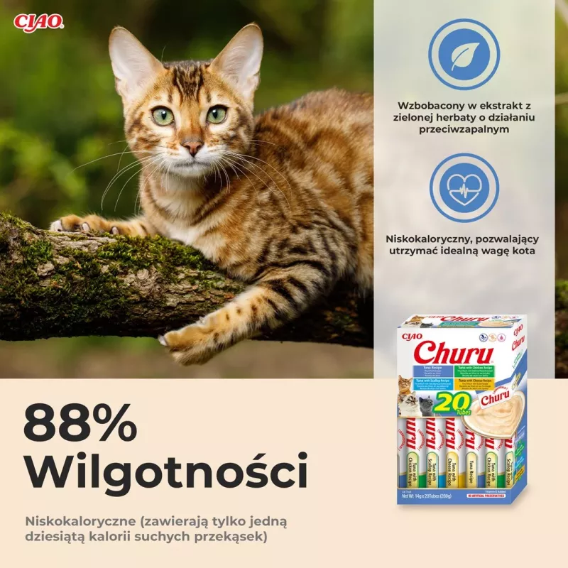 Mokre przysmaki dla kota INABA Churu Variety Box — Tuńczyk, 20 saszetek x 14 g, pasta, wilgotność 88%, białko 8,5%