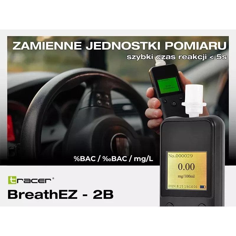 Tracer BreathEZ-2B Półprzewodnikowy alkomat, Czarny