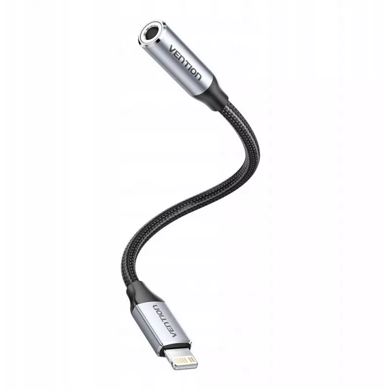 Adapter audio Vention Lightning na 3,5 mm BMBHA, przewodowy adapter Lightning na 3,5 mm z kablem 0,1 m, szary