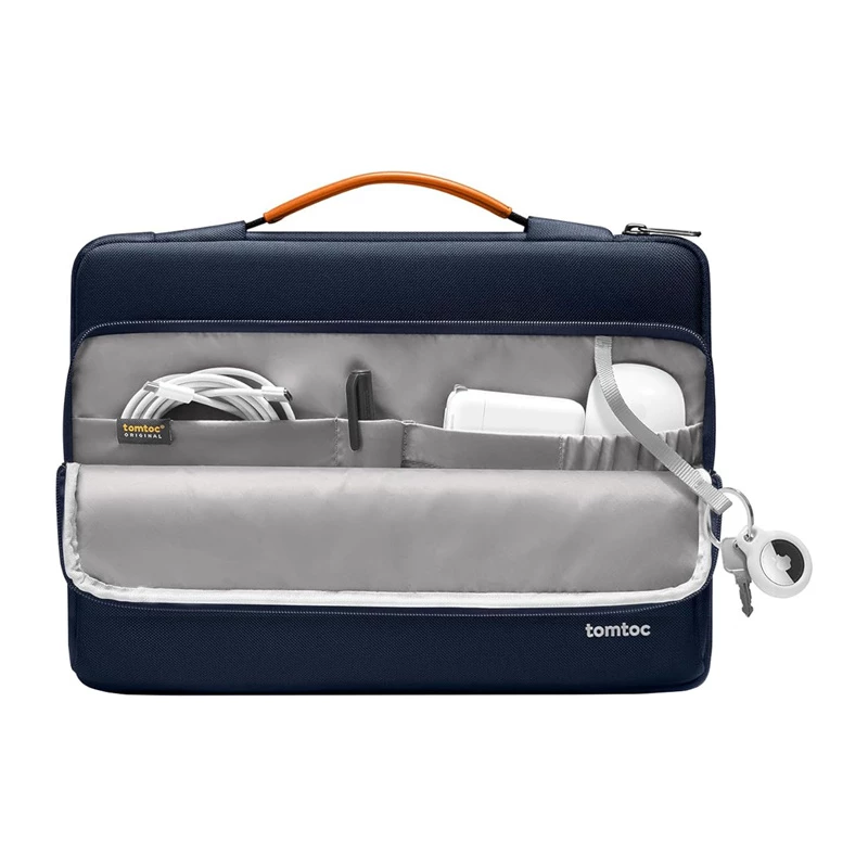 Torba na laptopa Tomtoc Defender-A14 (granatowa) — etui na 14-calowe laptopy, ochronne wyściółki, zapięcie na zamek