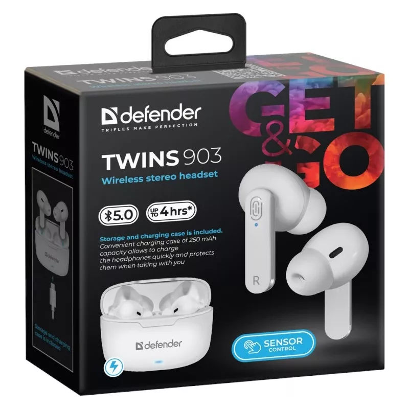 Słuchawki Bluetooth Defender TWINS 903, białe