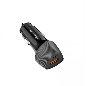 Ładowarka samochodowa Tellur FCC10 38W 6A PD20W QC3.0 — adapter zasilania pojazdu USB-C i USB-A