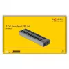 DeLOCK Zewnętrzny Hub USB 5 Gbps z 13 portami + przełącznik, USB 3.2 Gen 1 (3.1 Gen 1) Type-B, USB 3.2 Gen 1 (3.1 Gen 1) Type-A, 5000 Mbit/s, Szary, Aluminium, 1 m