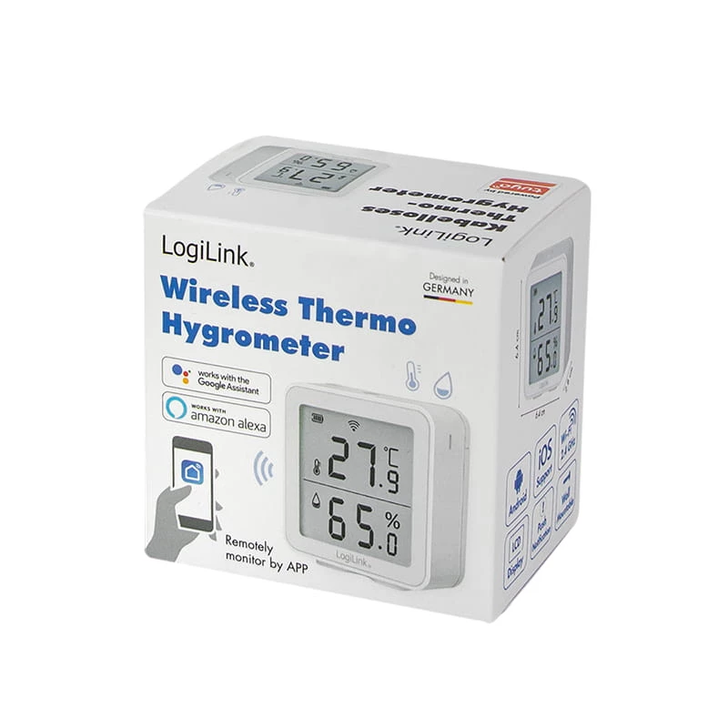 LogiLink SC0116 Higrometr Psychrometr Wewnętrzny Elektroniczny Biały Cyfrowy